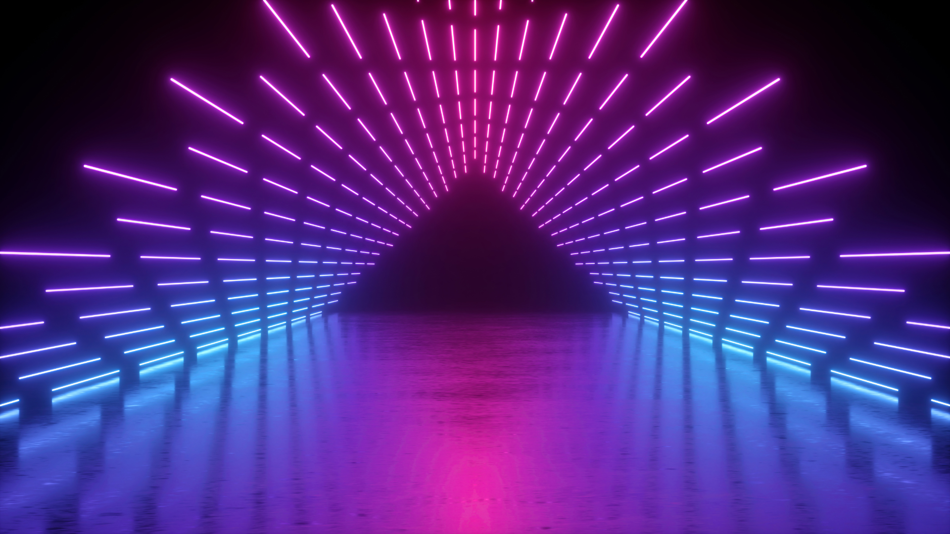 Neon triangle perspective glowing purple